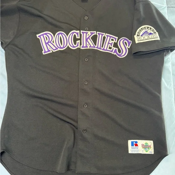 Vintage Russell Athletic Colorado Rockied Black Jersey sz 52 - Picture 1 of 5